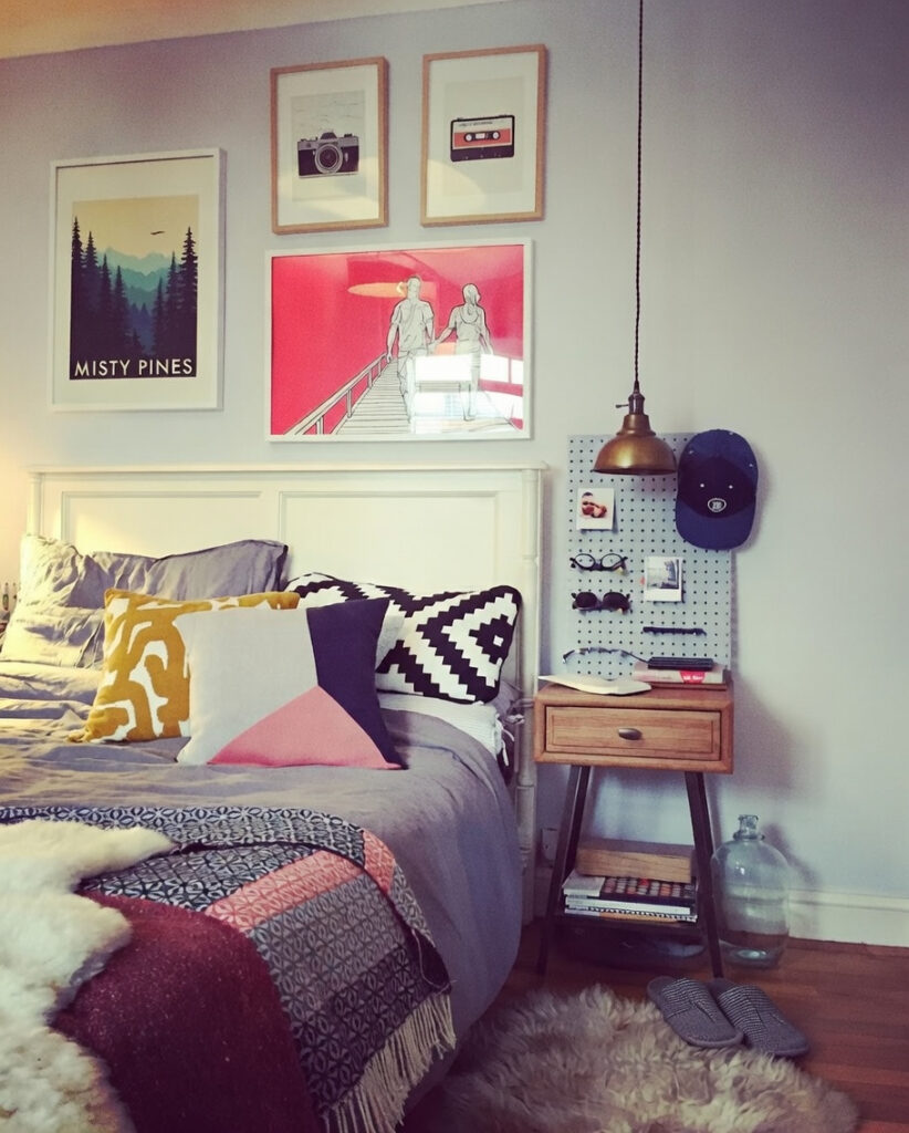 Pegboard Nightstand Storage