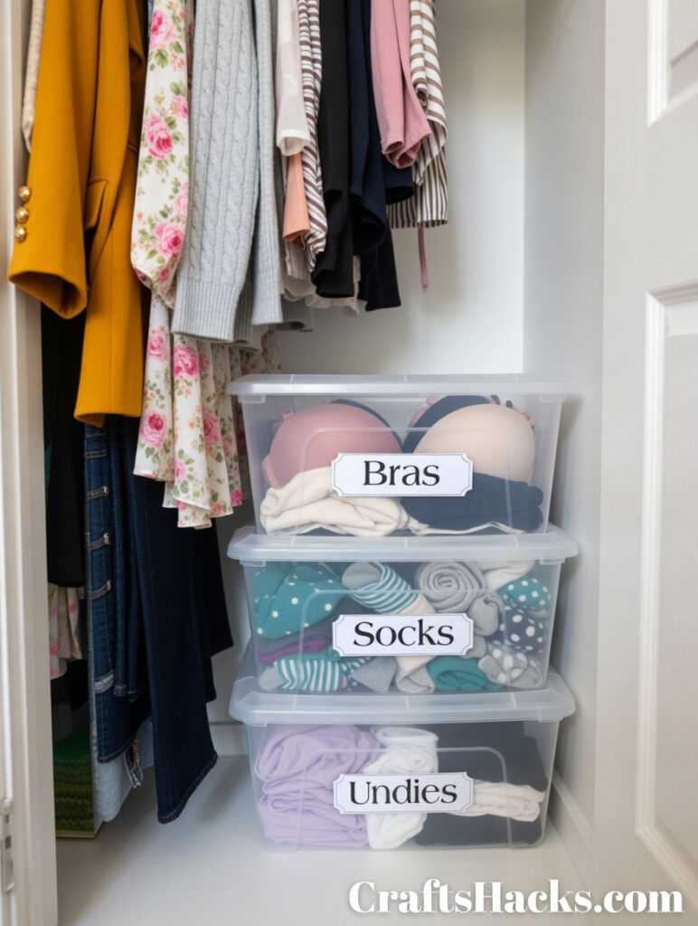 Plastic Boxes with Labels for Your Wardrobe