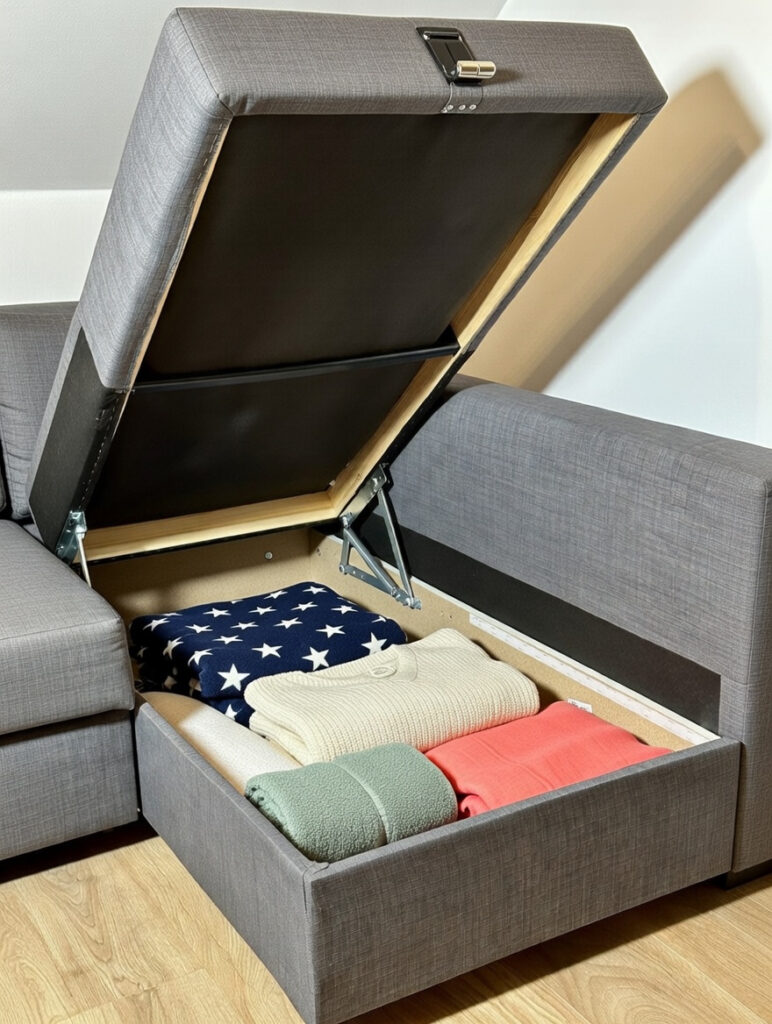  Store Extra Blankets Under the Sofa