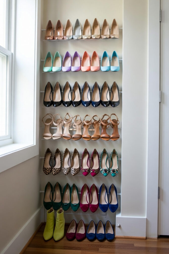 Tension Rod Shoe Rack